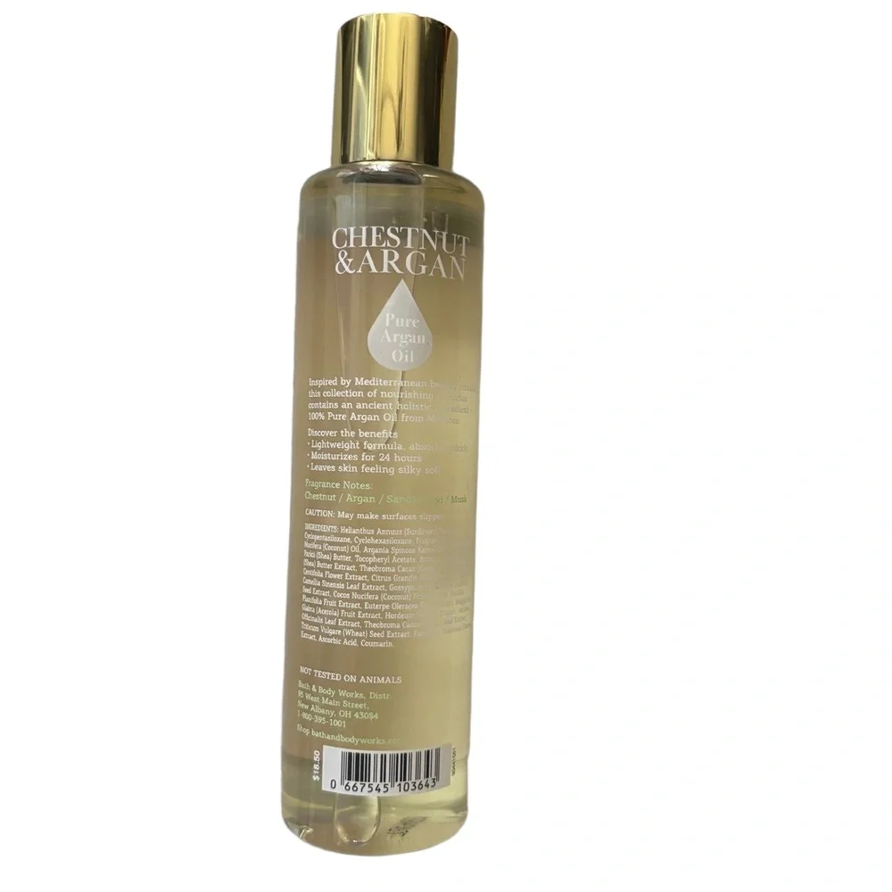 Bath & Body Works Body Oil Chestnut Argan 6.3 FL OZ Hydrating Pure Argan Oil - Picture 2 of 8